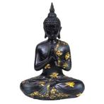Thaise Boeddha Beeld Mediterend Polyresin Zwart - 17 x 10 x, Nieuw, Verzenden