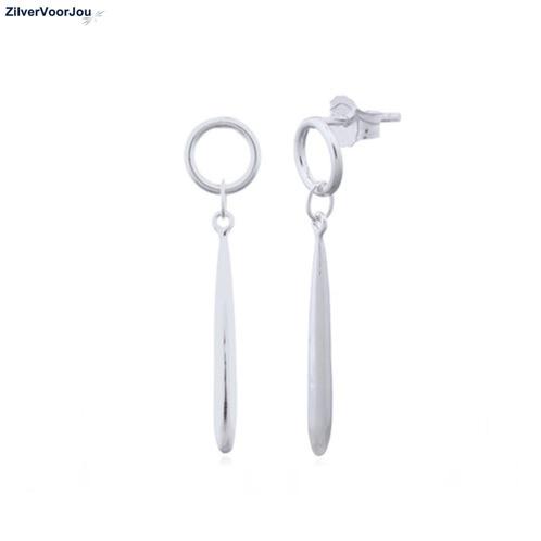 Zilveren open cirkel lange druppel oorhangers, Sieraden, Tassen en Uiterlijk, Oorbellen, Nieuw, Verzenden