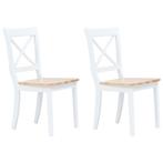 Eetkamerstoelen 2 st massief rubberwood naturel en wit, Huis en Inrichting, Stoelen, Verzenden, Nieuw