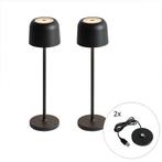 Set van 2 tafellampen mushroom zwart incl. laadstation -, Huis en Inrichting, Lampen | Tafellampen, Nieuw, Modern, Minder dan 50 cm