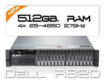 Dell R820/4x E5-4650 2,7Ghz 32 Core/512GB RAM/H310 server