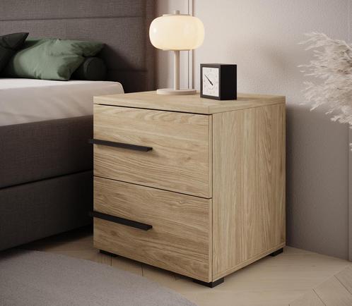 Meubella Nachtkastje eiken 45x40x49 cm | 2 lades, Huis en Inrichting, Slaapkamer | Nachtkastjes, Nieuw, Verzenden