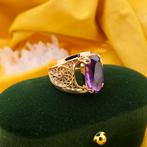 Vintage roségouden ring gezet synthetische edelsteen, Gebruikt, Overige kleuren, 19 tot 20, Ophalen of Verzenden
