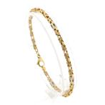 Bicolor gouden koningsschakel armband met wielertjes | 20..., Sieraden, Tassen en Uiterlijk, Armbanden, Ophalen of Verzenden, Gebruikt
