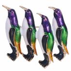 Fako Bijoux® - Broche - Vier Pinguïns - 47x47mm - Multicolor, Verzenden, Nieuw