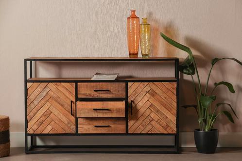 Dressoir Mangohout Kjeld 145 Hoog cm, Huis en Inrichting, Kasten | Dressoirs, 100 tot 150 cm, 25 tot 50 cm, Nieuw, Overige houtsoorten
