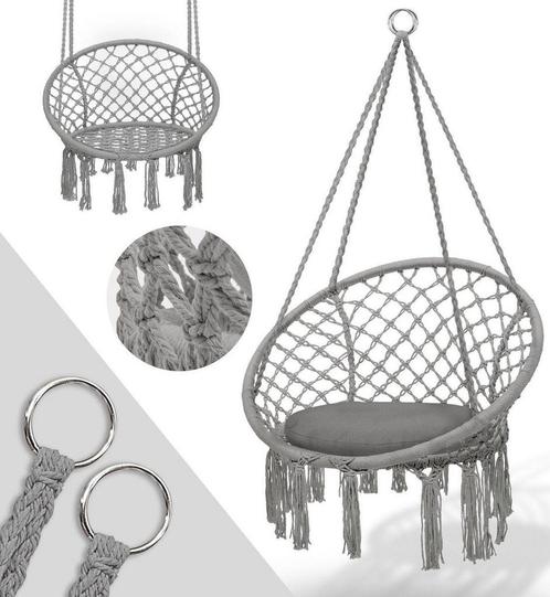 Tillvex- hangstoel -grijs-hangende schommel - hangmat, Caravans en Kamperen, Tentaccessoires, Nieuw, Verzenden