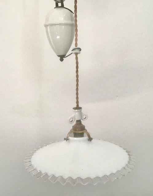 Plafondlamp (2) - katrol systeem - Opaline glas, Antiek en Kunst, Curiosa en Brocante