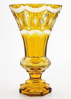 Meyrs Neffe Art Deco Amber Faceted Crystal Glass Vase 1915,, Antiek en Kunst, Antiek | Glas en Kristal
