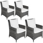 4 wicker stoelen Sanremo - grijs/wit, Tuin en Terras, Tuinsets en Loungesets, Nieuw, Verzenden