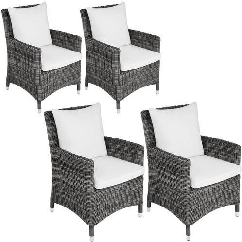 4 wicker stoelen Sanremo - grijs/wit, Tuin en Terras, Tuinsets en Loungesets, Verzenden