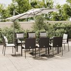 vidaXL 9-delige Tuinset poly rattan zwart, Nieuw, 8 zitplaatsen, Tuinset, Verzenden