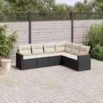 vidaXL 6-delige Loungeset met kussens poly rattan zwart, Verzenden, Nieuw, Rotan, Loungeset