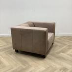 fauteuil (hxbxd) 67x103x87 cm, taupe - bruin leer, Huis en Inrichting, Ophalen of Verzenden, Gebruikt, Leer, Eén