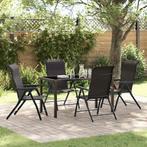 vidaXL Tuin eettafelset 5 pcs Zwart Koffie Gepoedercoat, Verzenden, Nieuw, Rotan