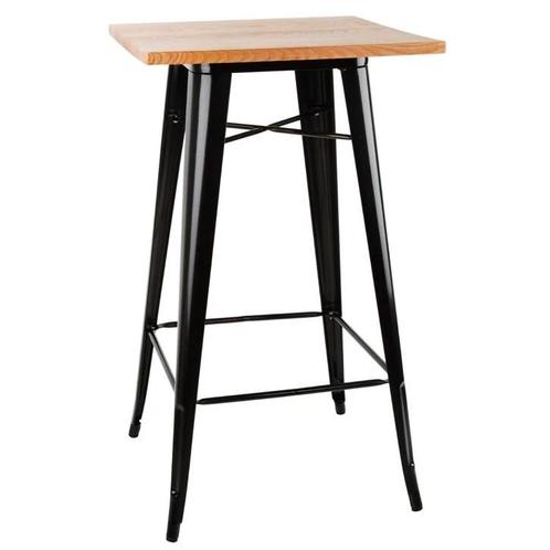 Statafel | BISTRO | Hout/Staal | Essenhout Blad | Zwart, Zakelijke goederen, Horeca | Keukenapparatuur, Nieuw in verpakking, Verzenden