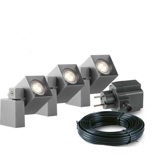 3x LED wand spot - 2 Watt - 12V - Grijs - complete set, Tuin en Terras, Overige Tuin en Terras, Nieuw, Ophalen of Verzenden