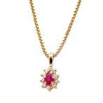 Hanger - 14 karaat Geel goud - 0.24ct. tw. Robijn - Diamant