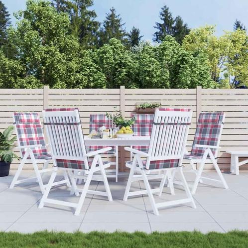 vidaXL Stoelkussens 6 st hoge rug ruitpatroon oxford stof, Huis en Inrichting, Woonaccessoires | Kussens, Rood, Nieuw, Verzenden