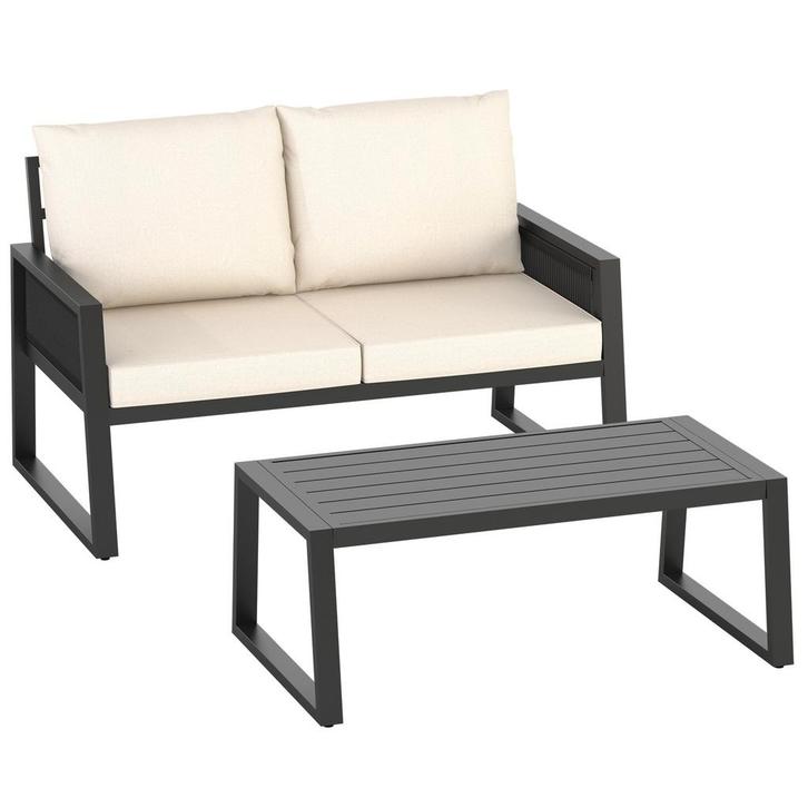 Loungeset Captive in touwontwerp - Set 2 (1 x bank / 1 x taf, Tuin en Terras, Tuinsets en Loungesets, Verzenden