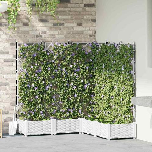 vidaXL Tuindruppel met Trellis 5 pcs Wit 120 x 120 x 125,5, Tuin en Terras, Bloembakken en Plantenbakken, 100 cm of meer, Nieuw