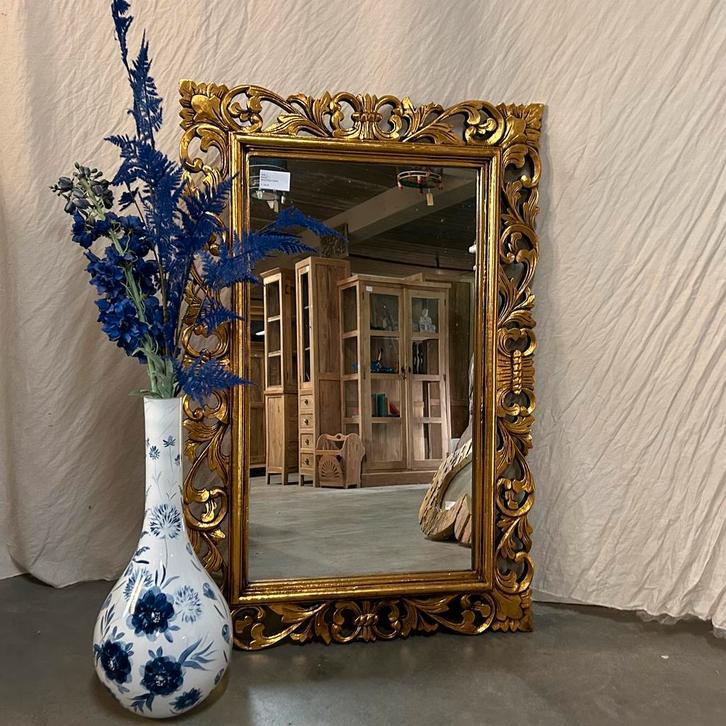 Barok spiegel - brocante lijst - handgemaakt - TTM Wonen, Huis en Inrichting, Woonaccessoires | Spiegels, Rechthoekig, Nieuw, 100 tot 150 cm