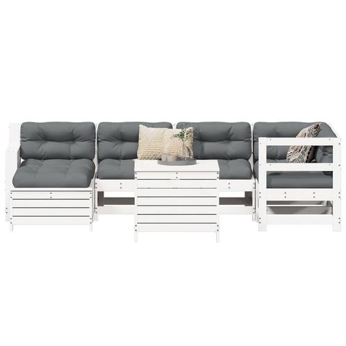 vidaXL 7-delige Loungeset massief grenenhout wit, Tuin en Terras, Tuinsets en Loungesets, Loungeset, Nieuw, Verzenden