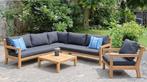 Harby hoek loungeset 4-delig teaklook, Tuin en Terras, Ophalen of Verzenden, Nieuw, Hardhout