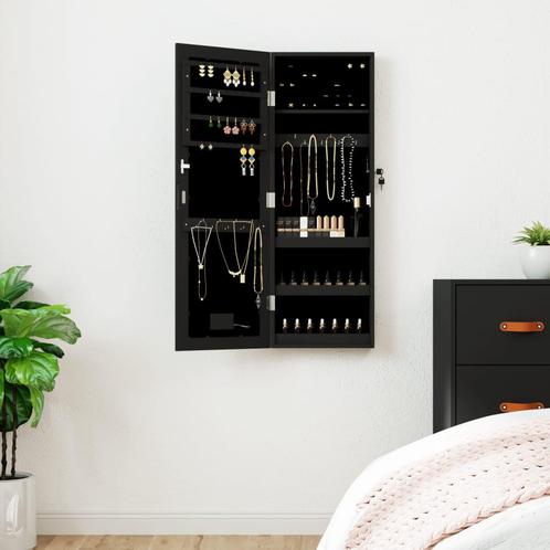 vidaXL Sieradenkast met spiegel en LED wandgemonteerd zwart, Huis en Inrichting, Woonaccessoires | Spiegels, Nieuw, Verzenden