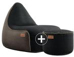 Canvas Lounge Chair & Pouf - Bruin/Zwart, Huis en Inrichting, Zitzakken, Verzenden, Nieuw