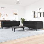 vidaXL 2-delige Loungeset fluweel zwart, Verzenden, Nieuw, Vierpersoons of meer, Stof
