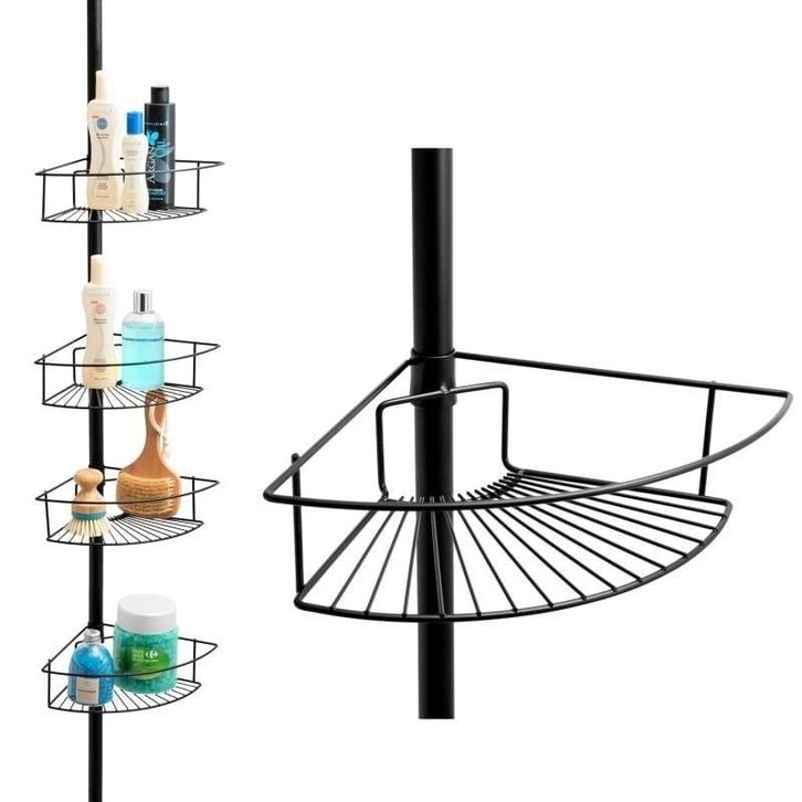 Telescopisch Doucherek Zwart 4 Niveaus | Retourdeal 46%, Huis en Inrichting, Badkamer | Badtextiel en Accessoires, Zwart, Nieuw