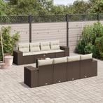 vidaXL 9-delige Loungeset met kussens poly rattan bruin, Verzenden, Nieuw, Rotan, Loungeset