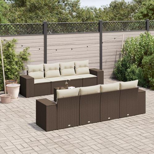vidaXL 9-delige Loungeset met kussens poly rattan bruin, Tuin en Terras, Tuinsets en Loungesets, Loungeset, Nieuw, Rotan, Verzenden