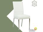 Leren eetkamerstoel Real - Toledo Bianco (gebroken wit) -, Huis en Inrichting, Stoelen, Wit, Nieuw, Ophalen of Verzenden, Eén