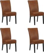 Set van 4 Cognac leren landelijke eetkamerstoelen - Granada, Overige kleuren, Nieuw, Leer, Ophalen of Verzenden