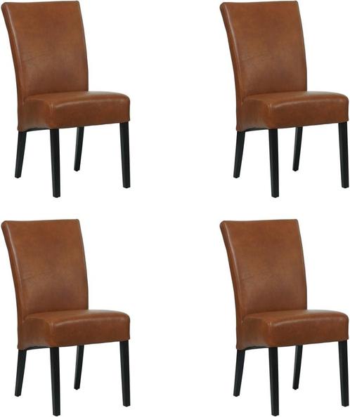 Set van 4 Cognac leren landelijke eetkamerstoelen - Granada, Huis en Inrichting, Stoelen, Vier, Overige kleuren, Nieuw, Leer, Ophalen of Verzenden