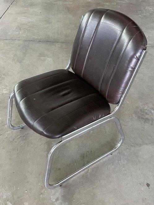 Fauteuil - Chroom, Synthetisch leder - Verchroomde metalen, Antiek en Kunst, Kunst | Designobjecten
