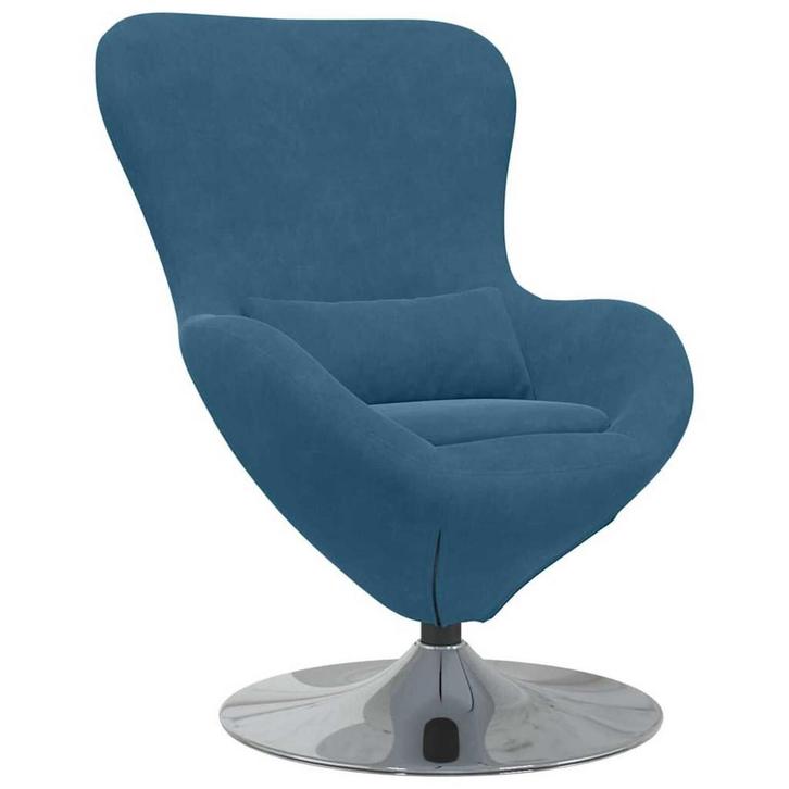 Moderne Eivormige Stoel | Tweedekansje | Fluweel Blauw, Huis en Inrichting, Stoelen, Blauw, Nieuw, Ophalen of Verzenden