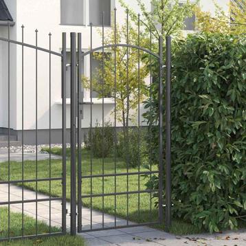 vidaXL Tuinpoort met slot Grijs 100 x 200 cm Staal beschikbaar voor biedingen