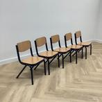 Tweedehands complete school set van Marko 5 stoelen , blauw, Huis en Inrichting, Stoelen, Ophalen of Verzenden, Gebruikt, Hout