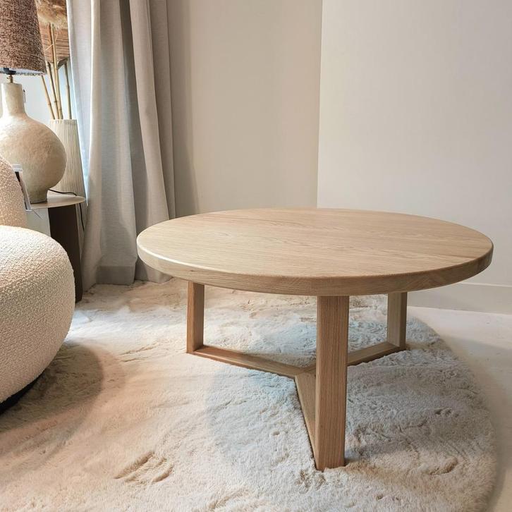 Ronde Salontafel Eiken: 8 Kleuren, Pootvariaties en Maatwerk, Huis en Inrichting, Tafels | Salontafels, 50 tot 100 cm, Rond, Nieuw
