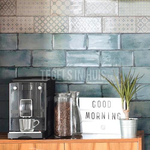 Wandtegel life 10x20 natura decor mix blauw glans, Doe-het-zelf en Verbouw, Tegels, Wandtegels, Nieuw, 10 m² of meer, Keramiek