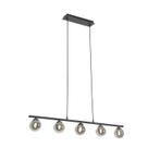 Moderne hanglamp zwart 100 cm 5-lichts met smoke glas -, Verzenden, Nieuw, Glas, Landelijk
