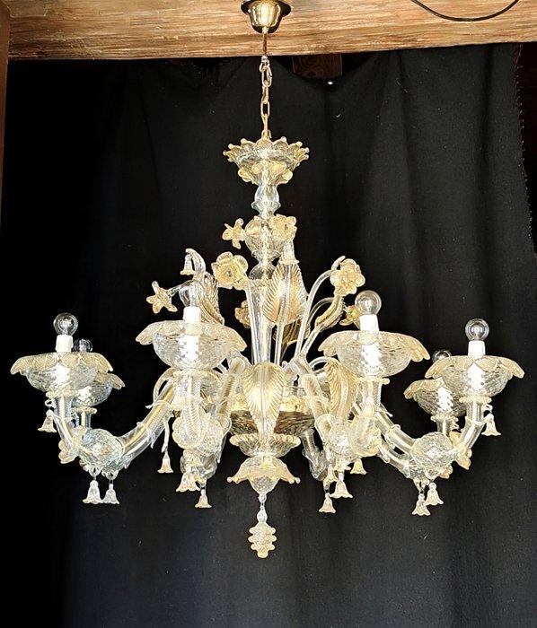 Kroonluchter - Cà Rezzonico - 8 lichten - Doorzichtig glas, Antiek en Kunst, Antiek | Lampen