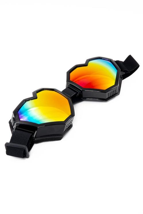 Goggles Hartjes Skibril Bril Zwart Montuur Regenboog Spiegel, Kleding | Heren, Carnavalskleding en Feestkleding, Nieuw, Overige maten