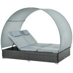 TRUUSK Dubbel Ligbed Van Polyrotan Voor 2 Personen Met Zonne, Tuin en Terras, Tuinsets en Loungesets, Verzenden, Nieuw