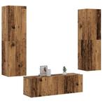 vidaXL Tv-wandkasten 3 st bewerkt hout oud houtkleurig, Huis en Inrichting, Kasten | Televisiemeubels, Verzenden, Nieuw, Overige houtsoorten