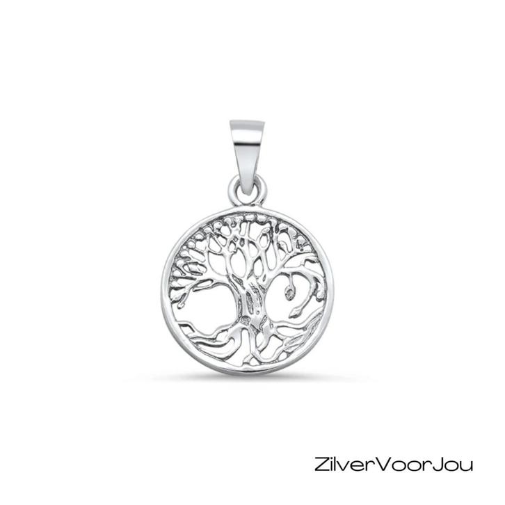 Zilveren ronde levensboom hanger, Sieraden, Tassen en Uiterlijk, Kettinghangers, Nieuw, Verzenden