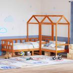 vidaXL Kinderbedset met huisje massief grenenhout wasbruin, Eenpersoons, Bruin, Verzenden, Nieuw